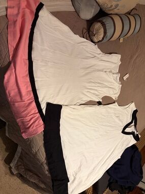New York & Company White Midi Dress with Pink Hem and Black Trim. 2 for$60